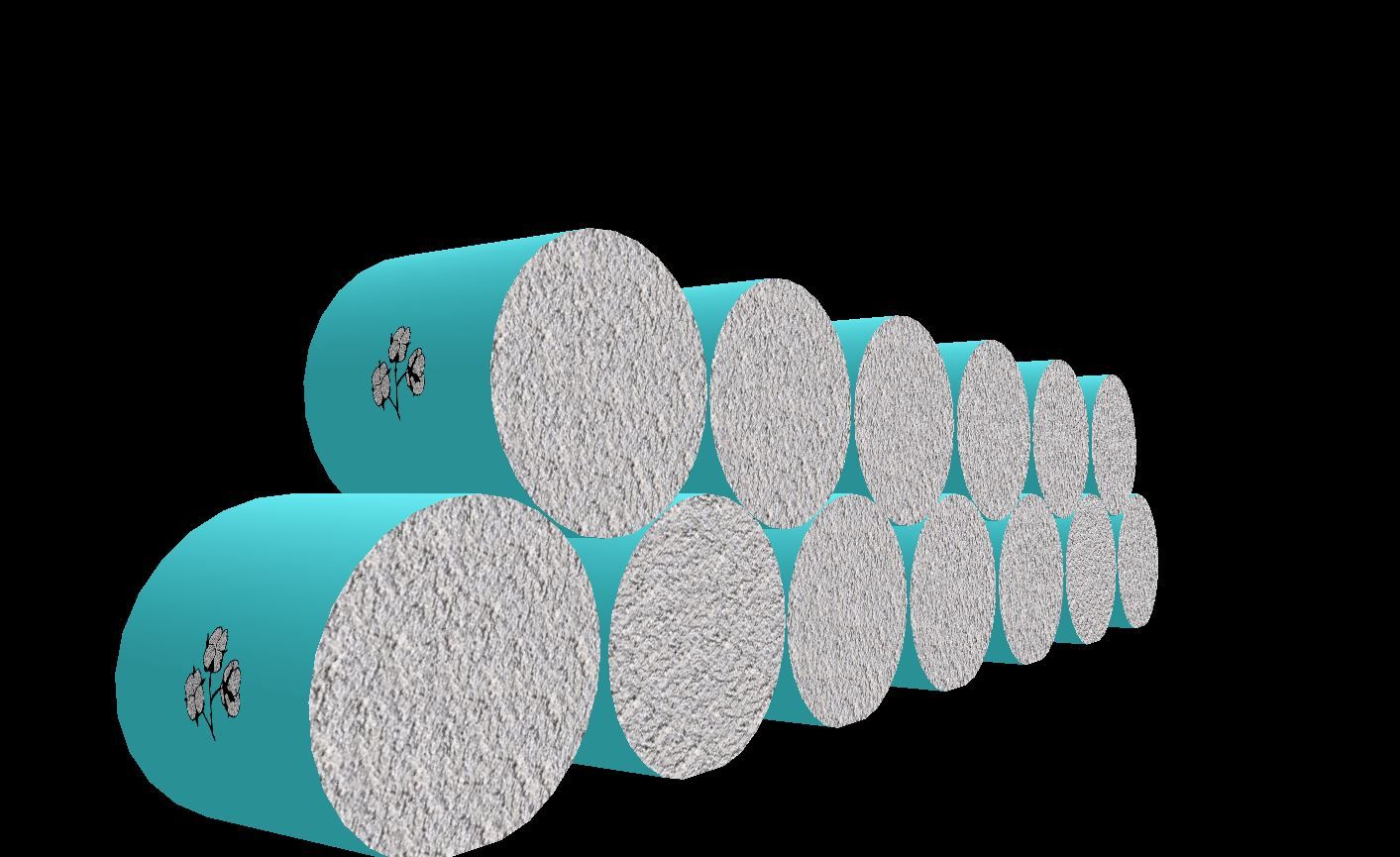 Mill assets Cotton Bale Stack Round Lt blue wrap 13