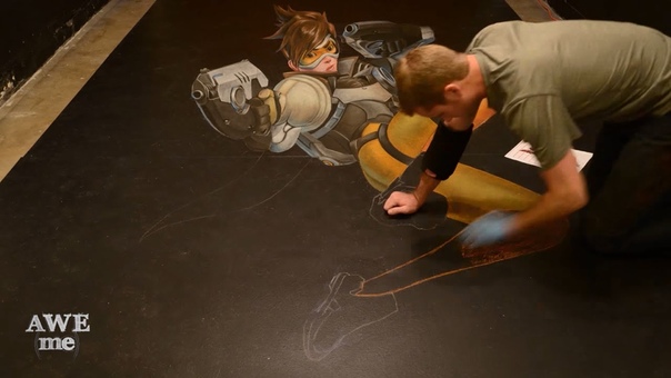 3 D Chalk Art Overwatch