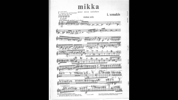 Iannis Xenakis Mikka (w, score) (for violin solo)