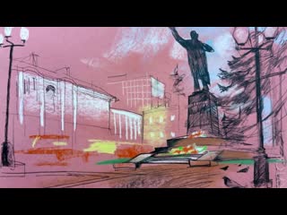 Городской набросок, угольный карандаш, пастель  Беседин UrbanSketch