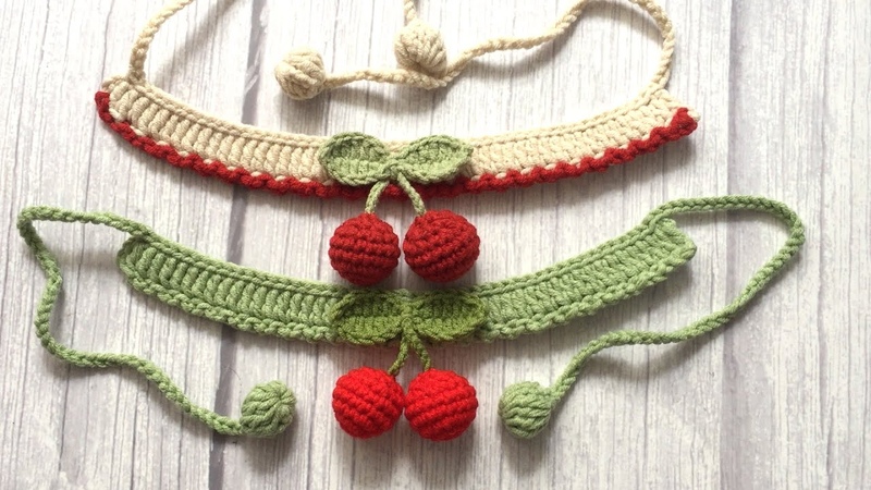 55 Crochet cherry pet collar Crochet