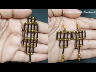 Bugle Beaded Crystal Earrings and Bracelet || Tutorial || Sheethal's Beads Handmade