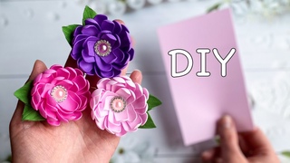 Смотрите какие Цветы из фоамирана получились из прямоугольника! Flores de Foami / DIY Foam Flowers