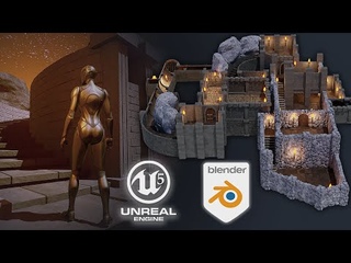 Blender 3 to Unreal Engine 5 Dungeon Modular Kitbash Game Design