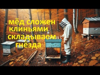 #Пчёлы.  Как правильно сложить гнёзда пчёл на зиму | Что делать с мёдом в рамках с клиньями.