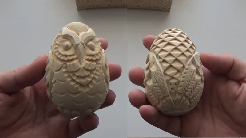 Сова из яйца. Резьба по