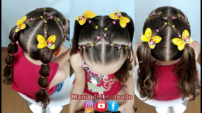 Penteado Infantil com ligas e Maria Chiquinha, Cute girl