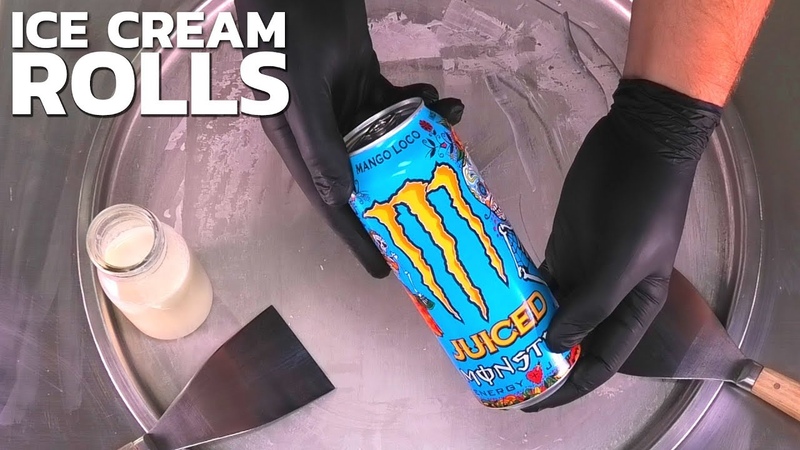 Juiced Monster Energy Ice Cream Rolls, Ice Cream with Monster Energy Drink, satisfying food