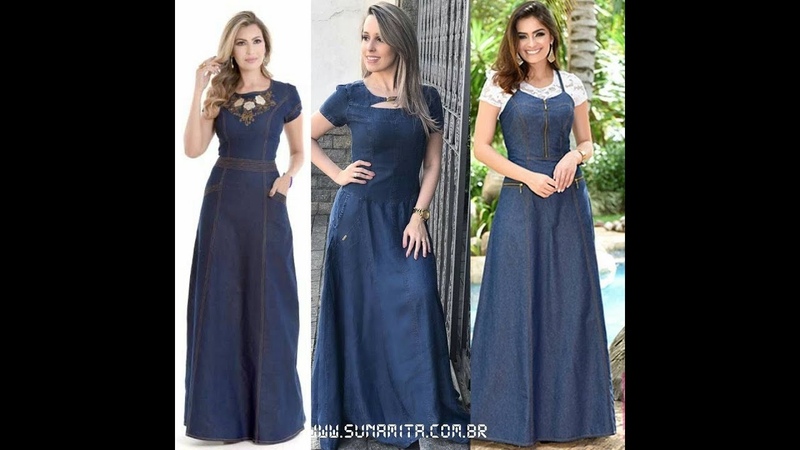 Stylish and trendy denim long maxi dresses collection for girls and womens, , Designer outfits