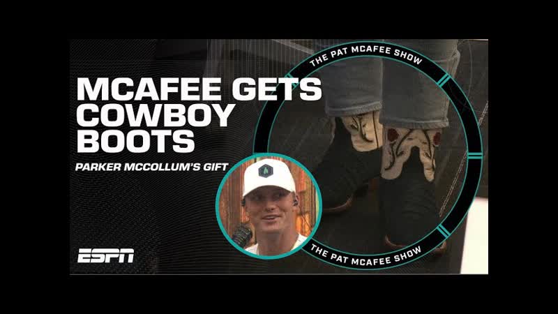 Country music star Parker Mc Collum gifts Pat Mc Afee 3, 000 cowboy boots , The Pat Mc Afee