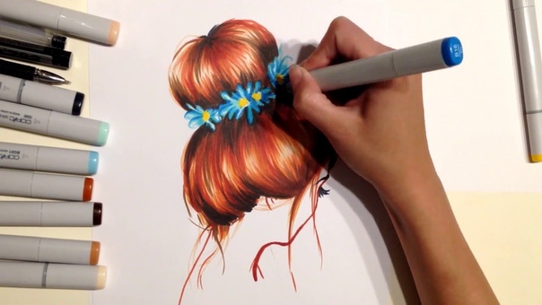Fashion art how to draw: hair ( как рисовать волосы с цветами, пучек) Yana