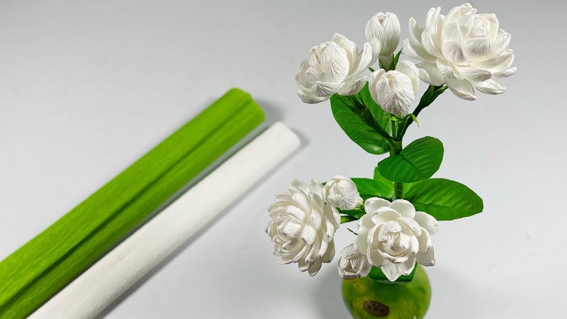 How to make beautiful jasmine flowers with crepe paper, icraftpaper, handmade, paper, craft,