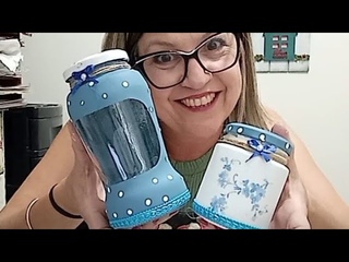DIY IDEIA DE POTES DE VIDRO DECORADOS .reaproveitando materiais que iriam para